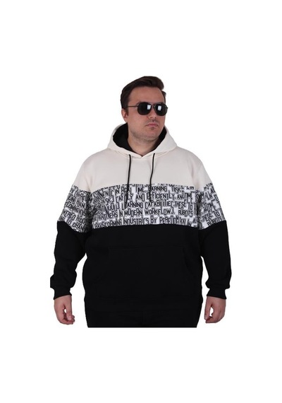 Starbattal Büyük Beden Kapüşonlu 3ip Sweat Transforming 25713 Bej Bej