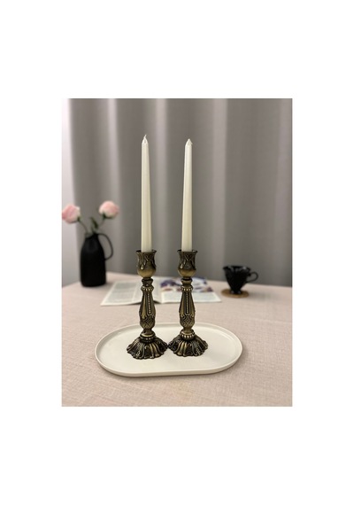 Barok İnci Eskitme Gold 2'li Şamdan & Mumluk Dekorasyon Seti Eskitme Gold - 822304147 Eskitme Gold