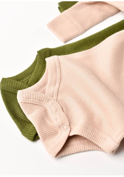 Rebebe Babycosy Modal 2 Li Uzun Kollu Bebek Badi - Bebek Body - Csym1131 (544734899) Yeşil - Pudra