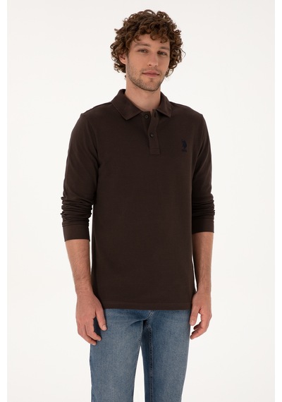 U.S. Polo Assn. Erkek Regular Fit Polo Yaka Koyu Kahverengi Basic Sweatshirt 50307757-VR084 U.S. Polo Assn. Erkek Regular Fit Polo Yaka Koyu Kahverengi Basic Sweatshirt 50307757-VR084