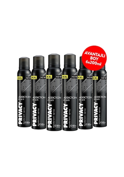 Privacy Man Addiction 48H Erkek Sprey Deodorant 6 x 200 ML