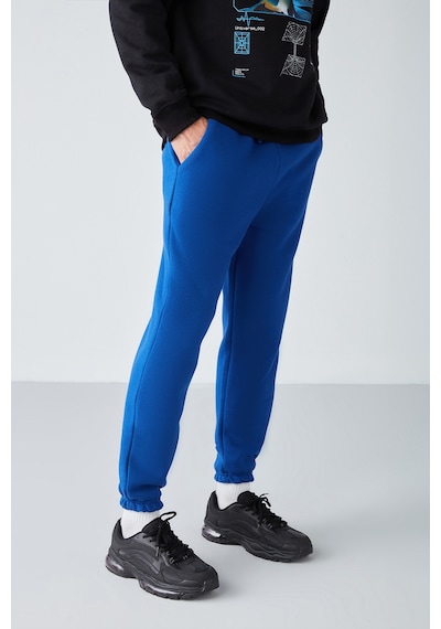 Insıde Erkek Regular Fit Yumuşacık Kumaşlı Beli Paçası Lastıkli Saks Mavi Eşofman Altı