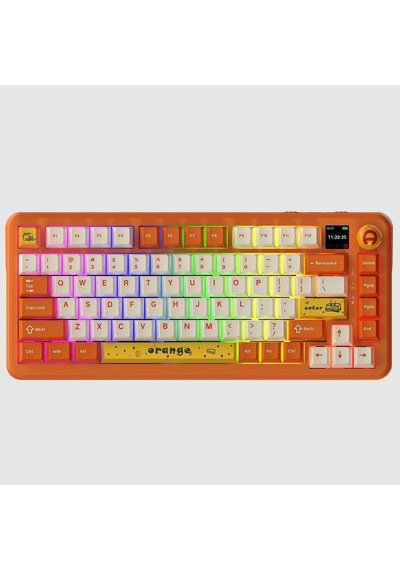 Ajazz Ak820 Max Plus 75% Mekanik Klavye 8000mah Batarya 0.85 Tft Ekran Rgb Hot Swap 3 Modlu 2.4g Bluetooth Type-c Kablosuz Gaming Klavye Conta Yapısı Ses Yalıtımlı Turuncu