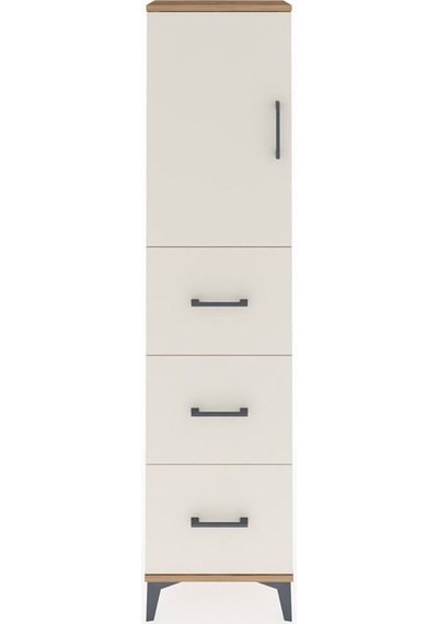 Arges Dolap Tek Raflı 3 Çekmeceli Tek Kapaklı 44x30x182 Çam-a... Çam