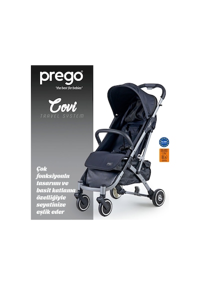 Prego 2024 Covi Kabin Tipi Bebek Arabası - Siyah Tek (Tek Araba)