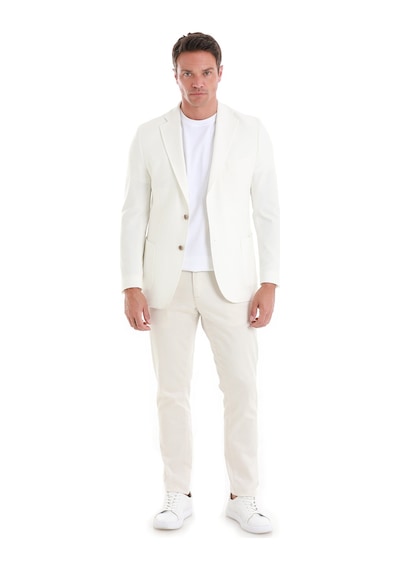 Hatemoğlu Ekru Slim Fit Düz Mono Yaka Casual Ceket 14162124c001 048 Ekru
