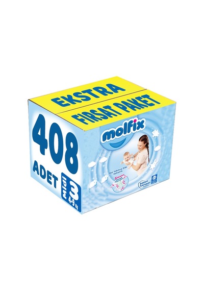 Molfix Bebek Bezi Beden:3 4-9kg Midi Ekstra Fırsat Pk 408 Adet 6'lı