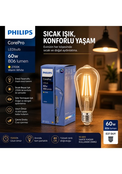 Led Filament Ampul St64 E27 2700k 7w Cam Gövde Belirtilmemiş