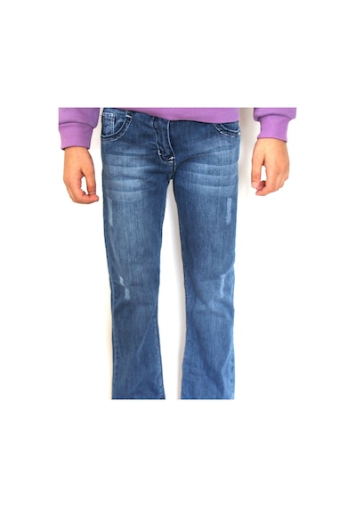 Milenawear By Milena Likralı Yıpratma Ispanyol Paça Jeans Mavi