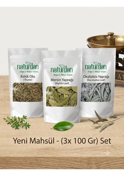 Saf 1.kalite Yeni Mahsül Kekik Otu - Mersin Yaprağı - Okaliptüs Yaprağı 3x 100 Gr Set