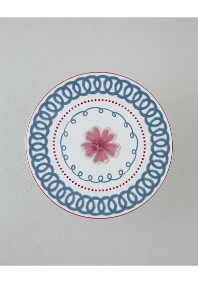 English Home Floreline Bone Porselen Ayaklı Kek Standı 30 Cm Renkli Renkli