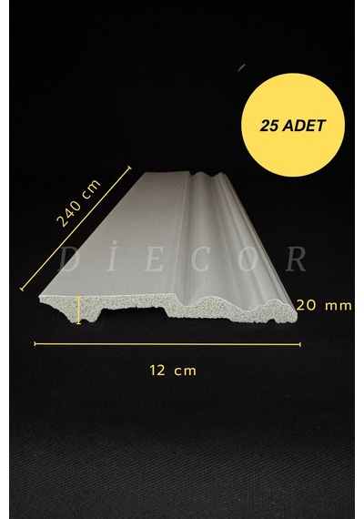 Diecor Dekoratif Boyanabilir 25 Adet 12 Cm Polistren Süpürgelik Beyaz 12 Cm Model:xa128