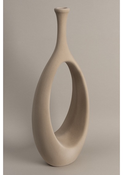 Koza Home Gracil Özel Taş Doku Vizon İskandinav Seramik Vazo 20x5x55cm 6268 Standart