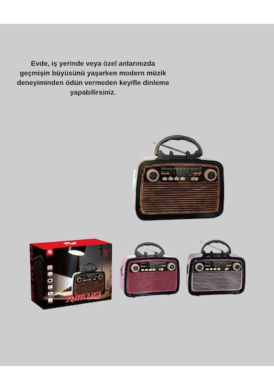 Bluetooth Lu Led Işıklı Nostaljik Müzik Kutusu Ahşap Dokulu, Vintage Tasarım Ve Yüksek Ses Kalites
