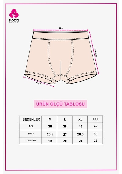 Koza İç Giyim Erkek 3'lü Pamuklu Likralı Boxer 9006-1 Siyahfümegmelanj