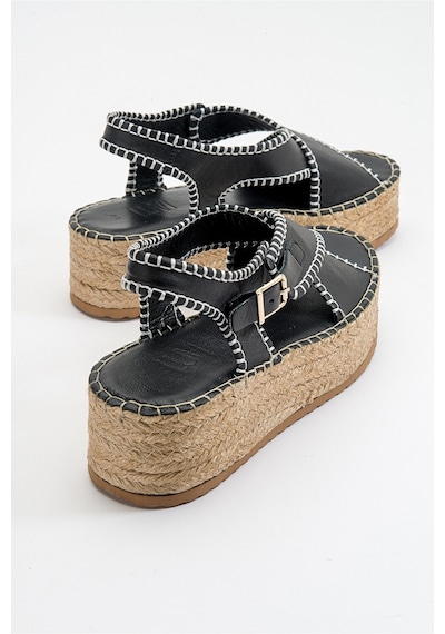 Luvishoes Bellezza Siyah Cilt Hakiki Deri Kadın Sandalet Siyah