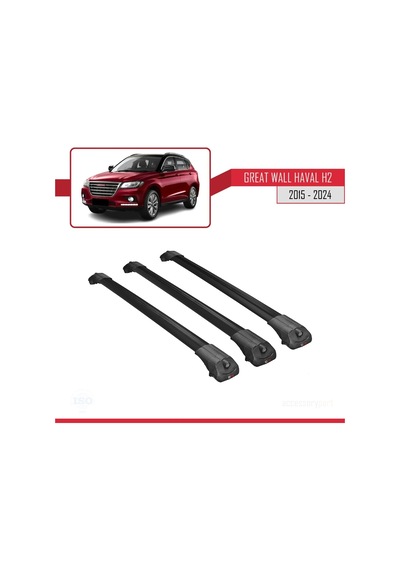 Great Wall Haval H2 2015 Ve Sonrası İle Uyumlu Ace-1 Ara Atkı Tavan Barı Siyah 3 Adet Bar