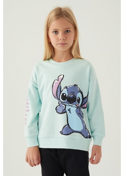 Stitch Puss Yeşil Kız Çocuk Sweatshirt 5274-42779 Yeşil