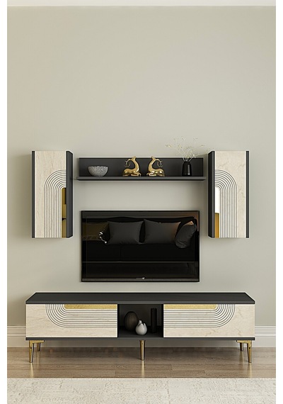Tvr1502 Meyra Tv Ünitesi Takımı 150cm Antrasit-traverten-gold