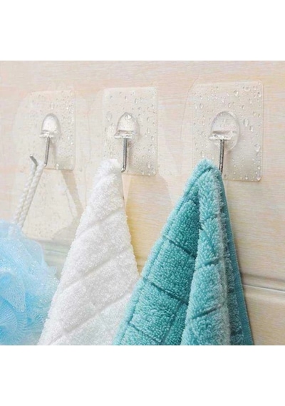 Mucit Home 10lu Paket- Pratik Çok Amaçlı Güçlü Şeffaf Duvar Askısı Yapışkan Mutfak Banyo Askı Çok Renkli