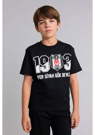 Defacto Beşiktaş Tişört Şort Pijama Takımı Erkek Çocuk H7342a826hsbk81 Siyah-bk81