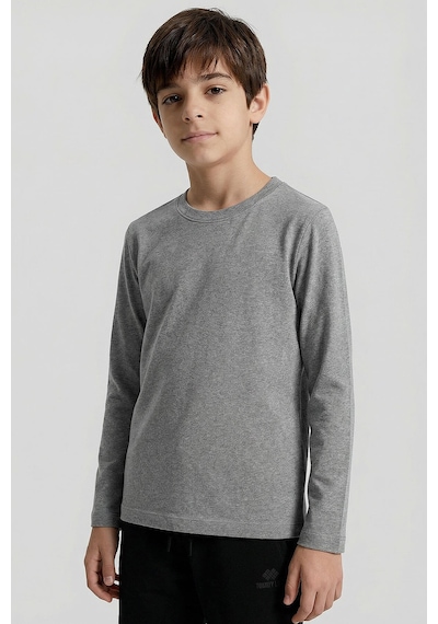 Standart Fit Basic O Yaka 3lü Paket Gri Melanj-antrasit-beyaz Unisex Çocuk T-shirt - 11329 Beyaz - Gri