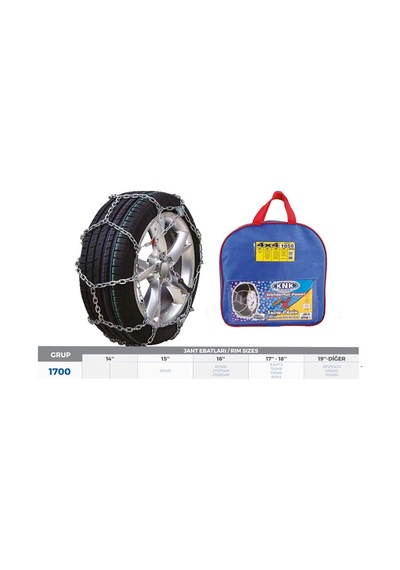 Knk4 1700 Patinaj Zinciri 4x4 Jeep - Minibüs Ve Hafif Tic.araç 15-16-17-18-19 Jant Zincir Ebatları İçin Resime Bakınız -