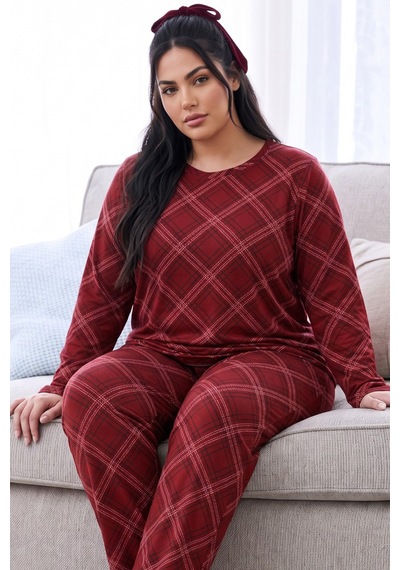 Siyah İnci Desenli Termal Kumaşlı Ultra Soft Yumuşak Büyük Beden Battal Boy Örme Pijama Takımı 26226723 Bordo Siyah İnci Desenli Termal Kumaşlı Ultra Soft Yumuşak Büyük Beden Battal Boy Örme Pijama Takımı 26226723 Bordo