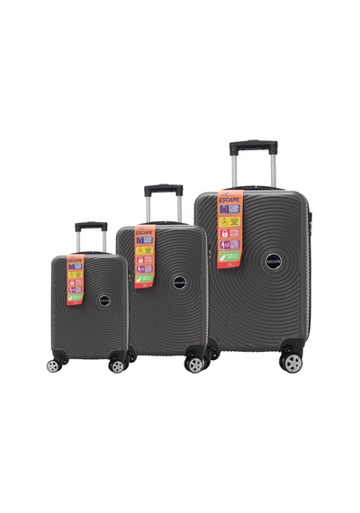 Escape Vlz 072-set Abs 8 Tekerlekli Büyük, Orta, Kabin Boy Valiz, Bavul Seti, Antrasit