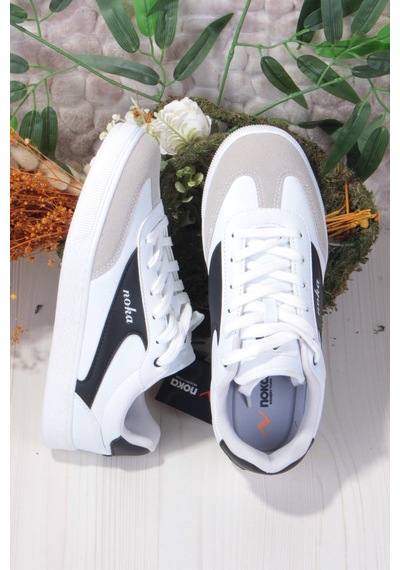 Fort Noka İlizbon Rahat Memory Foam İç Taban Sneaker Erkek Ayakkabı Beyaz - Siyah