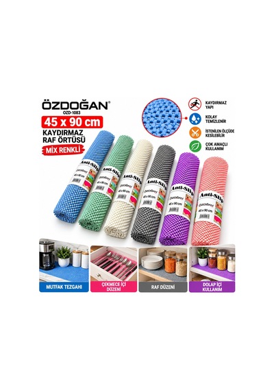 Özdoğan Ozd-1083 Halı Kaydırmaz Ve Raf Örtüsü 45x90 Cm Karışık Renkli- 12'li Paket