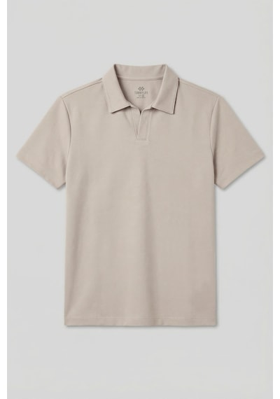 Bej Rahat Form Yumuşak Dokulu Polo Yaka Erkek T-shirt - 88496