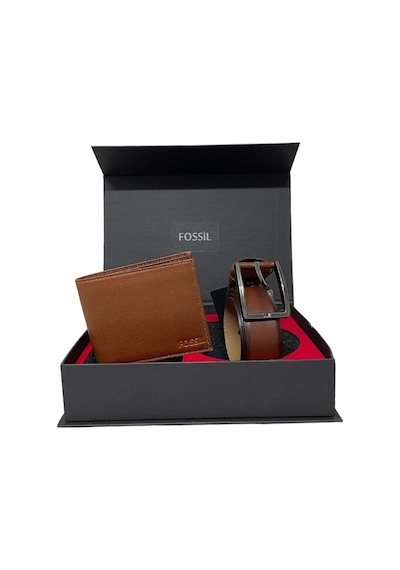 Fossil Napa Cüzdan 1826 & 3,5 Cm Hakiki Deri Kemer Seti 130 Cm Taba