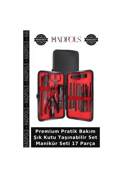 Premium Pratik Bakım Şık Kutu Taşınabilir Set Manikür Seti 17 Parça