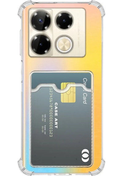 İnfinix Note 40 Pro Kapak Kamera Korumalı Kartlıklı Darbe Emici Özellikli Şeffaf Silikon Kılıf Şeffaf