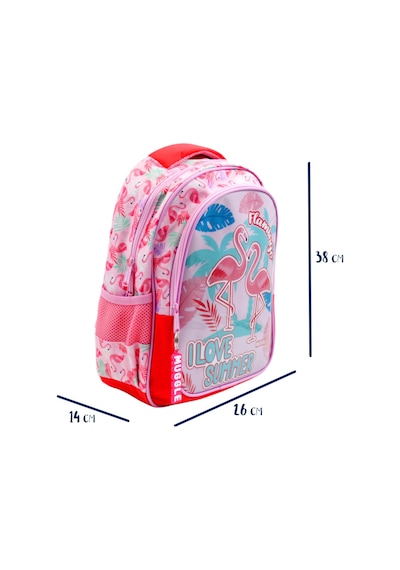 Muggle 2 Bölmeli Flamingo Pembe Okul Sırt Çantası Mu-7211