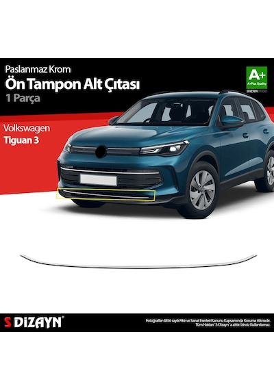 S-dizayn Vw Tiguan 3 Krom Ön Tampon Alt Çıtası 2024 Üzeri A+ Kalite