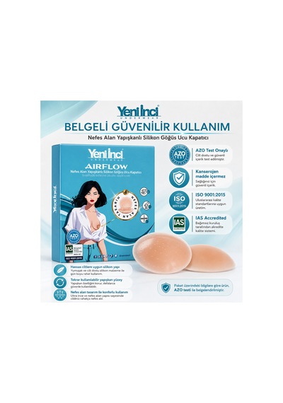 Yeni İnci Airflow Nefes Alan Yapışkanlı Silikon Göğüs Ucu Kapatıcı Ten
