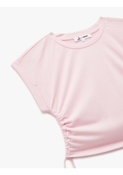 Koton Kolsuz Bisiklet Yaka Büzgülü Crop Atlet Pembe 5sal30026ık Gül