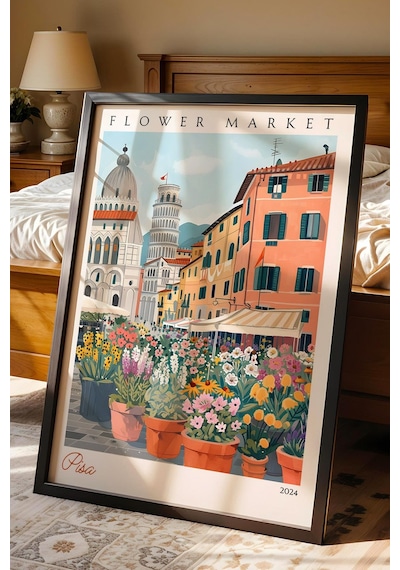 Pisa İtalya Çerçeveli Tablo Seyahat Severlere Salon Ve Ofis İçin Estetik Duvar Dekoru Travel Flower Market