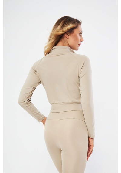 Lesa Wear İçi Polarlı Yumuşacık Şardonlu Kaşkorse Crop Likralı Hırka Bej