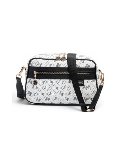 Silver & Polo Silver Polo Beyaz - Siyah Monogram Kadın Çapraz Çanta Sp1280