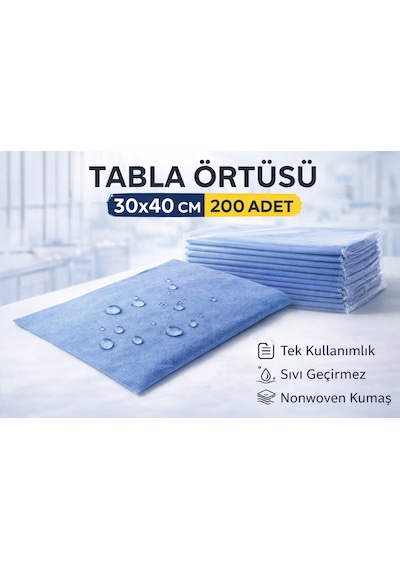 Tabla Örtüsü 30x40 Cm 200 Adet Tek Kullanımlık Sıvı Geçirmez Nonwoven Örtü