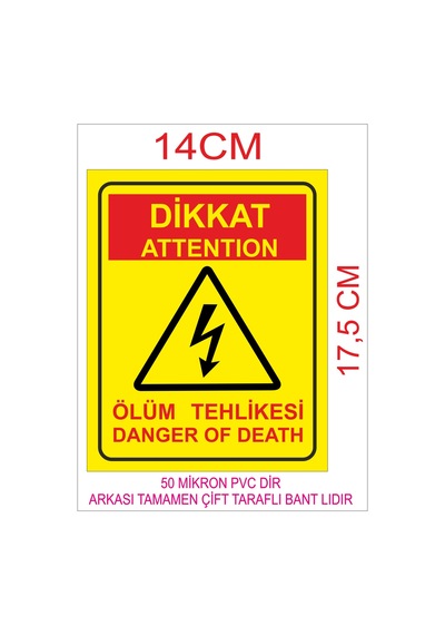 Dikkat Attention Ölüm Tehlikesi 14Cm 17.5 CM 1 Adet Dikkat Attention Ölüm Tehlikesi 14Cm 17.5 CM 1 Adet