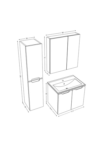 Teta Home Astana 80 Cm Mdf Gövde Membran Kapak Banyo Dolabı Seti + Boy Dolabı Beyaz Teta Home Astana 80 Cm Mdf Gövde Membran Kapak Banyo Dolabı Seti + Boy Dolabı Beyaz