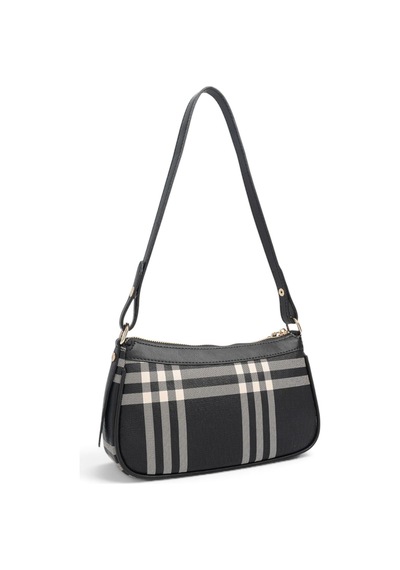 Silver & Polo Silver Polo Siyah - Siyah Çizgili Ekose Kadın Çapraz Çanta Sp1274