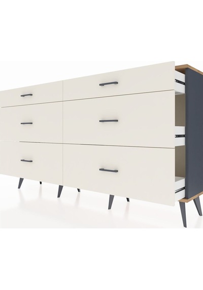 Arges Konsol 6 Çekmeceli 176x30x99 Antrasit-çam/aytaşı Atlas Çam/aytası - Antrasıt
