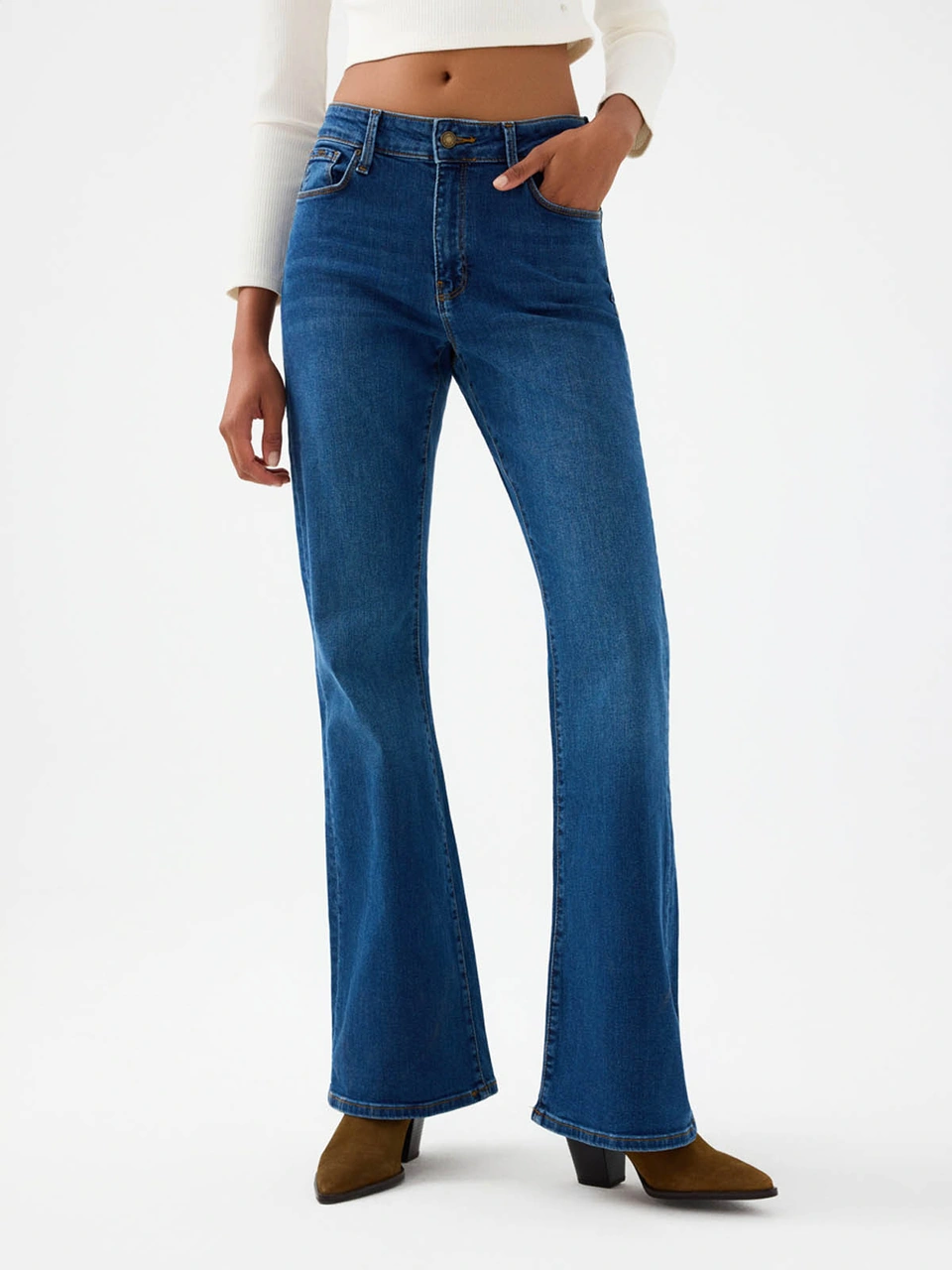 Loft Flare Slim Fit Lacivert Kadın Jean Pantolon Lf2040536 Lacivert