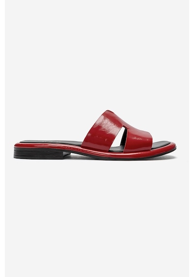 Luvi Shoes Brıo Kırmızı Rugan Hakiki Deri Kadın Terlik