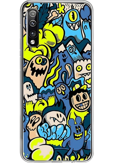 Samsung Galaxy A50 Uyumlu Şeffaf Kılıf Graffiti 11 Tasarımlı